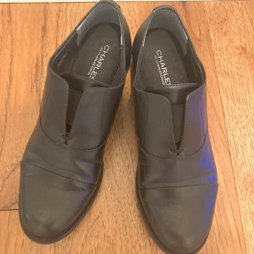 Women's Black Leather Flat Loafer Shoes Size 7